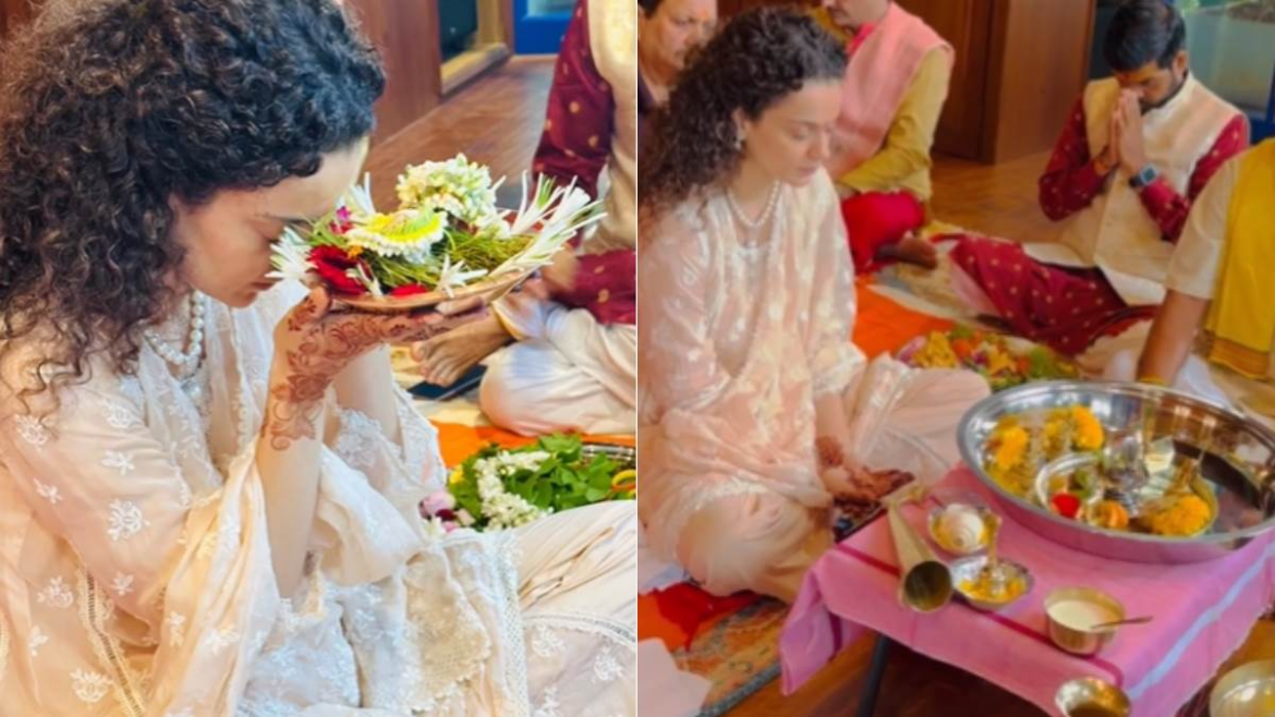 कंगना रनौत ने सावन महीने में घर पर किया रुद्र अभिषेक