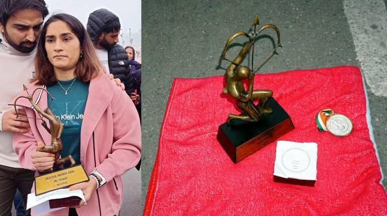 विनेश फोगाट ने खेल रत्न सम्मान कर्तव्य पथ पर छोड़ा