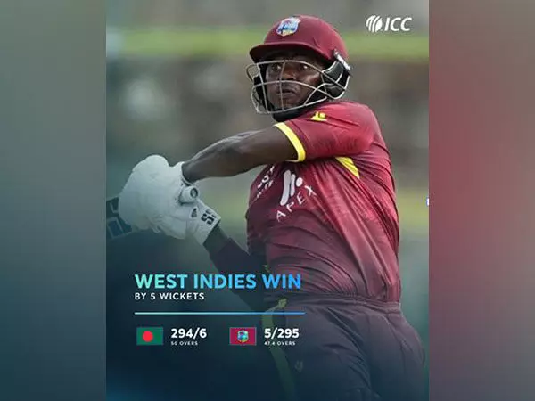 वेस्टइंडीज ने बंगलादेश को पांच विकेट से हराया